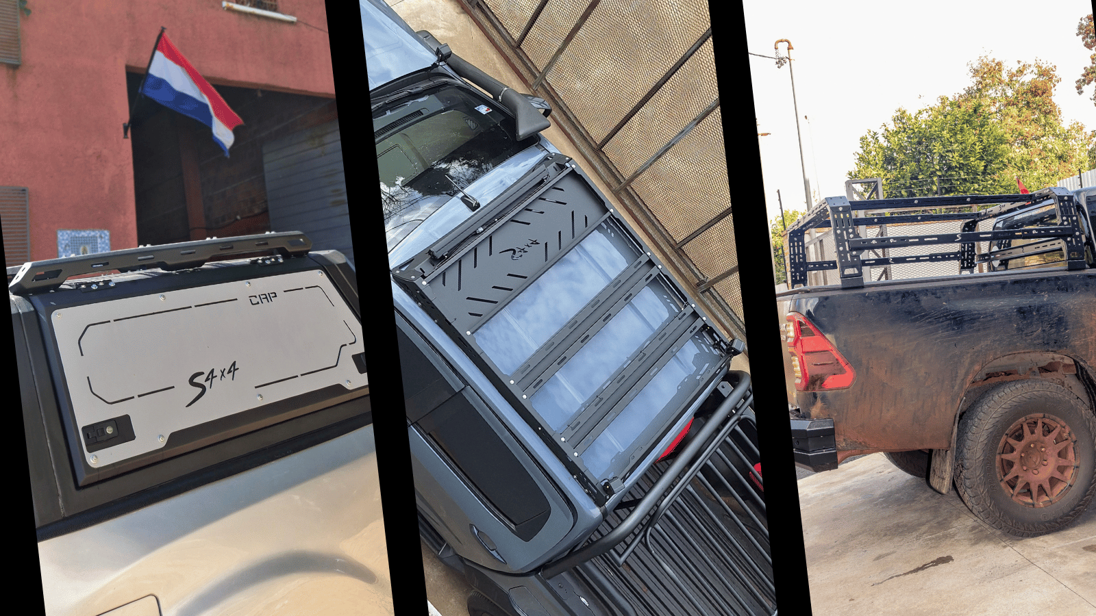 Rack de techo y rack de carrocería S4X4 en pick-up doble cabina, Paraguay